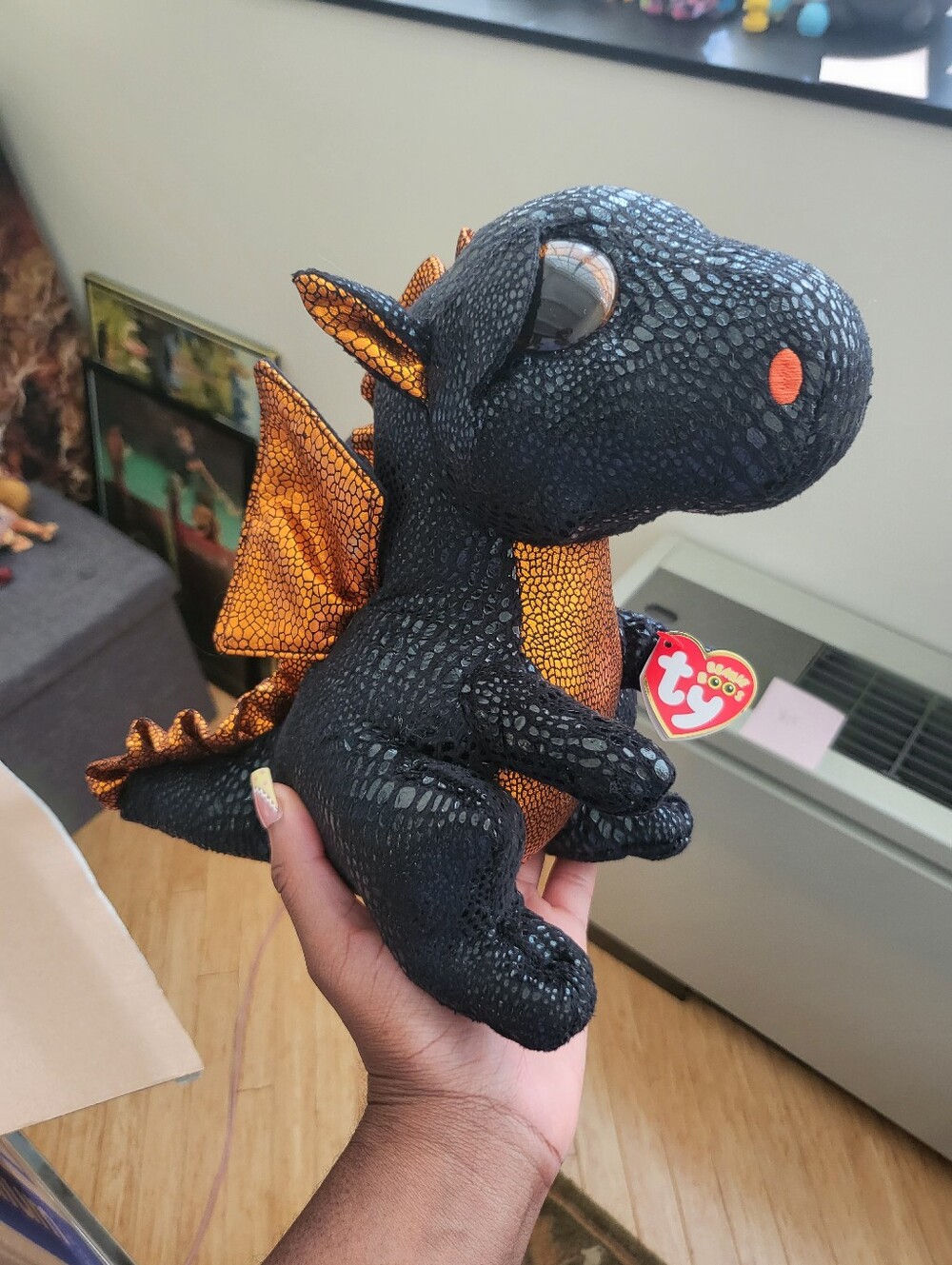 Ty Beanie Boo Black & Orange Dragon Plush Toy - Merlin